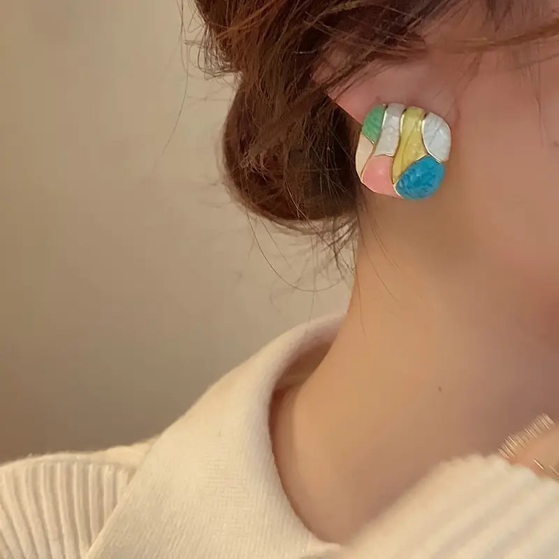 Koreanb Korean Luxurious Multicolor Stud Earring