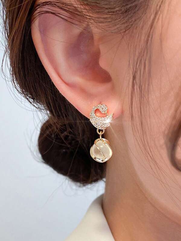 Korean Crystal Sparking Diamond Drop Earring for Women Gold