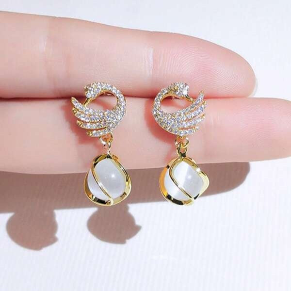 Korean Crystal Sparking Diamond Drop Earring for Women Gold
