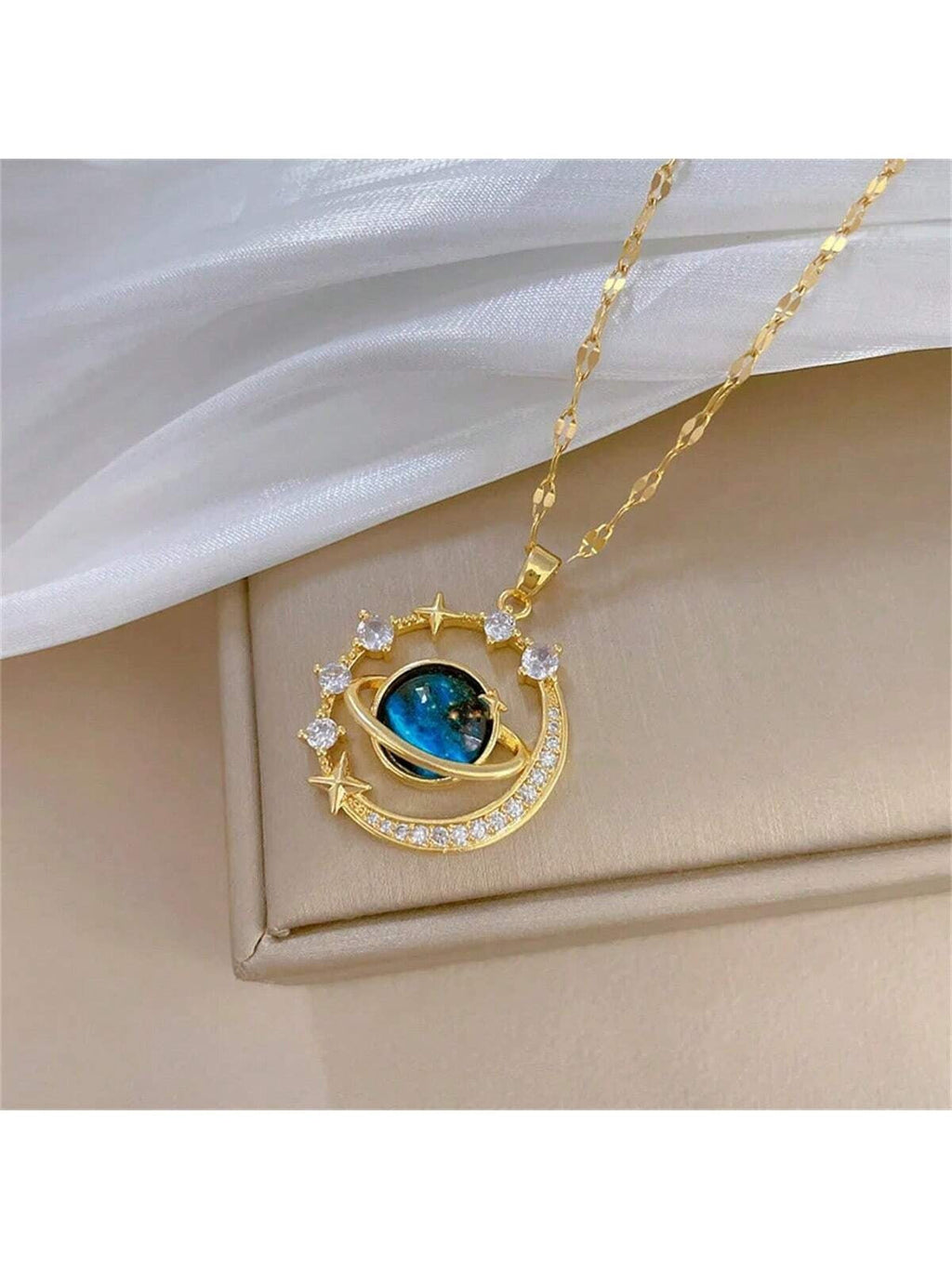 Twinkling Blue Starry Sky Zircon Beautiful Pendant