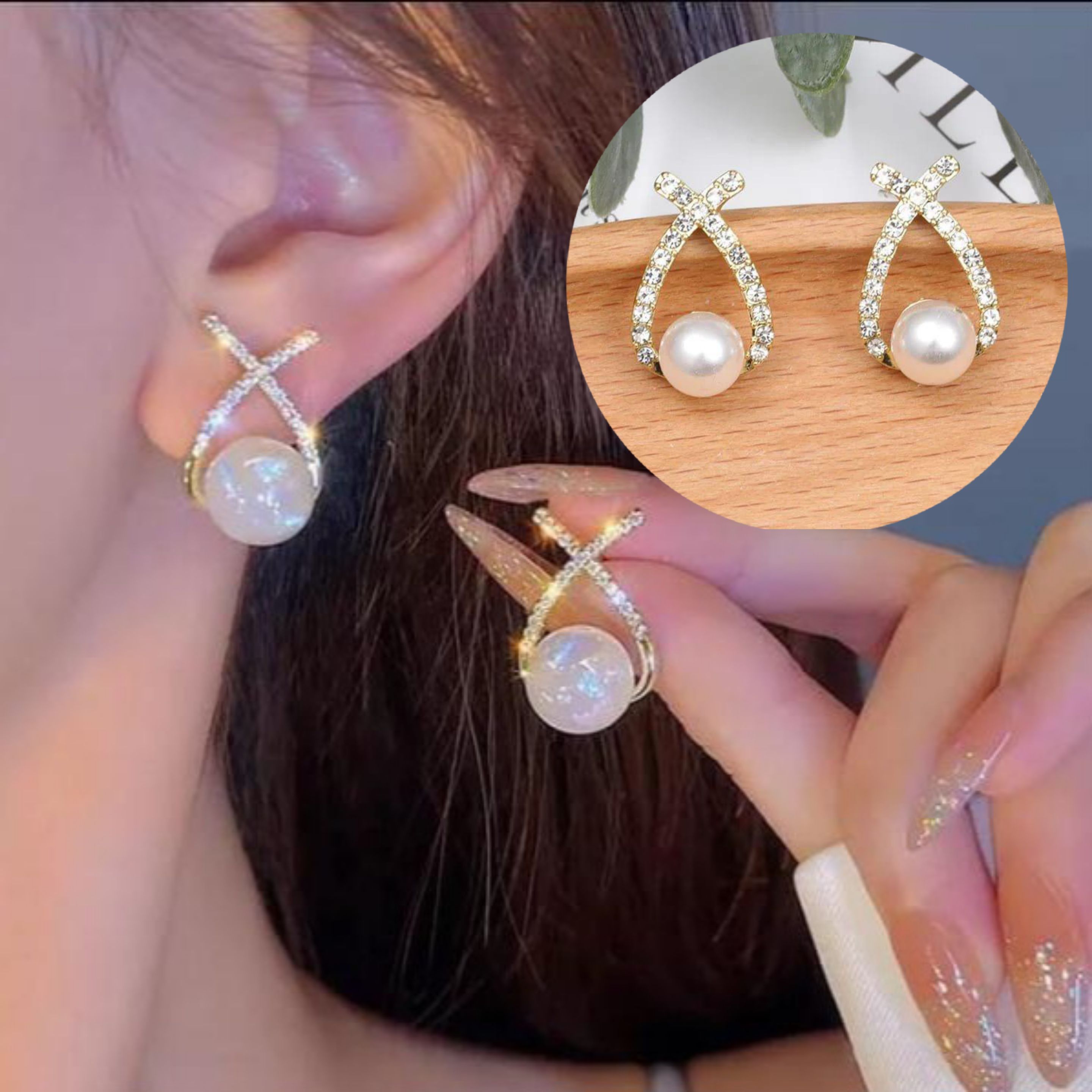 3536 Beautiful Korean Peal Zirconia Stone Earring