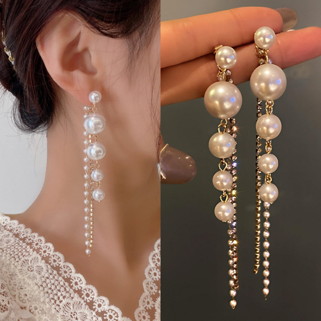 Korean Pearl Drop Zirconia Luxurious Drop Earring