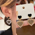 Korean Premium Zirconia Black Heart Drop Earring