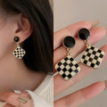 Korean Square Luxurious Cheque Drop Earring
