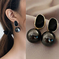 Korean Luxurious Black pearl drop earring