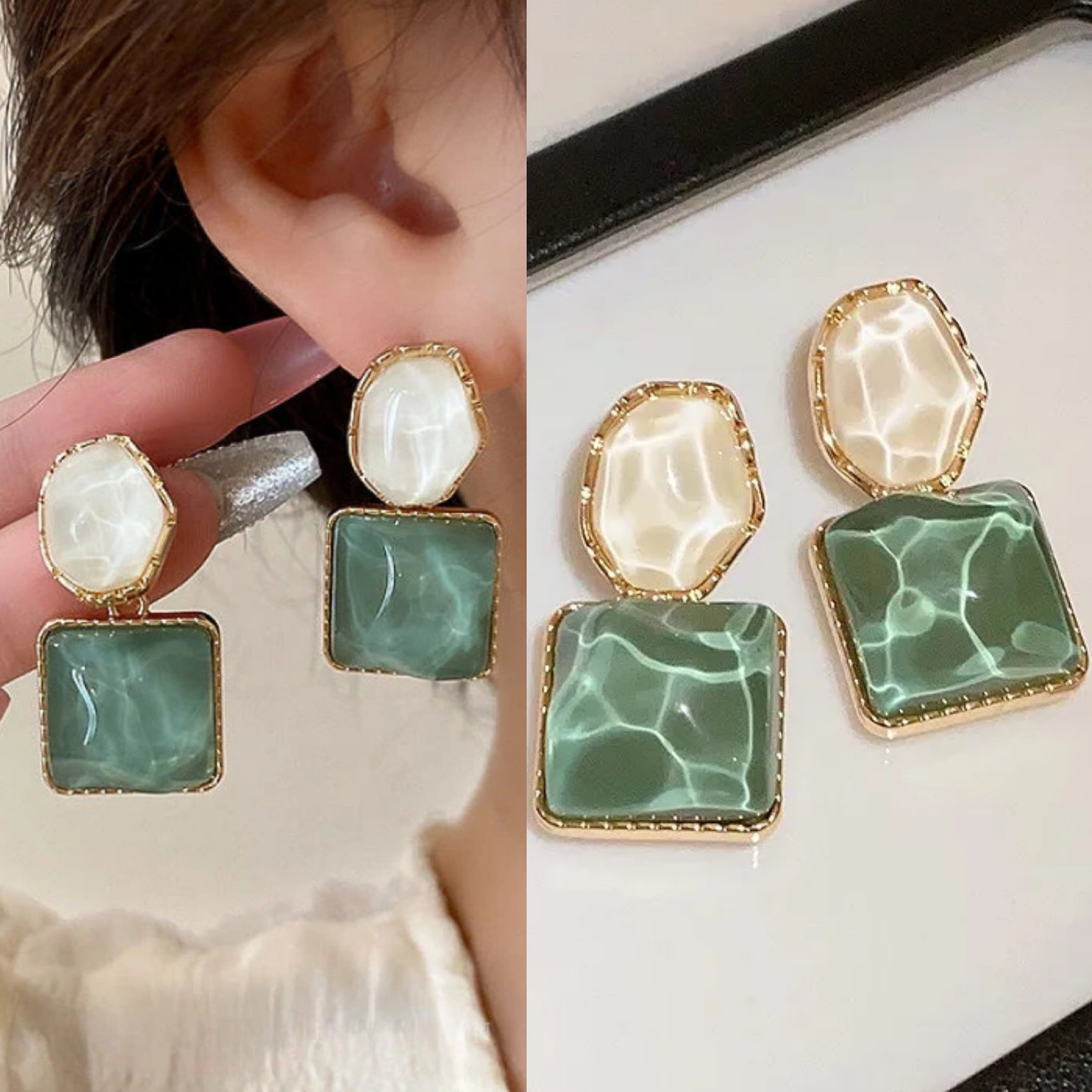 Korean Premium Crystal Gemstone drop Earring