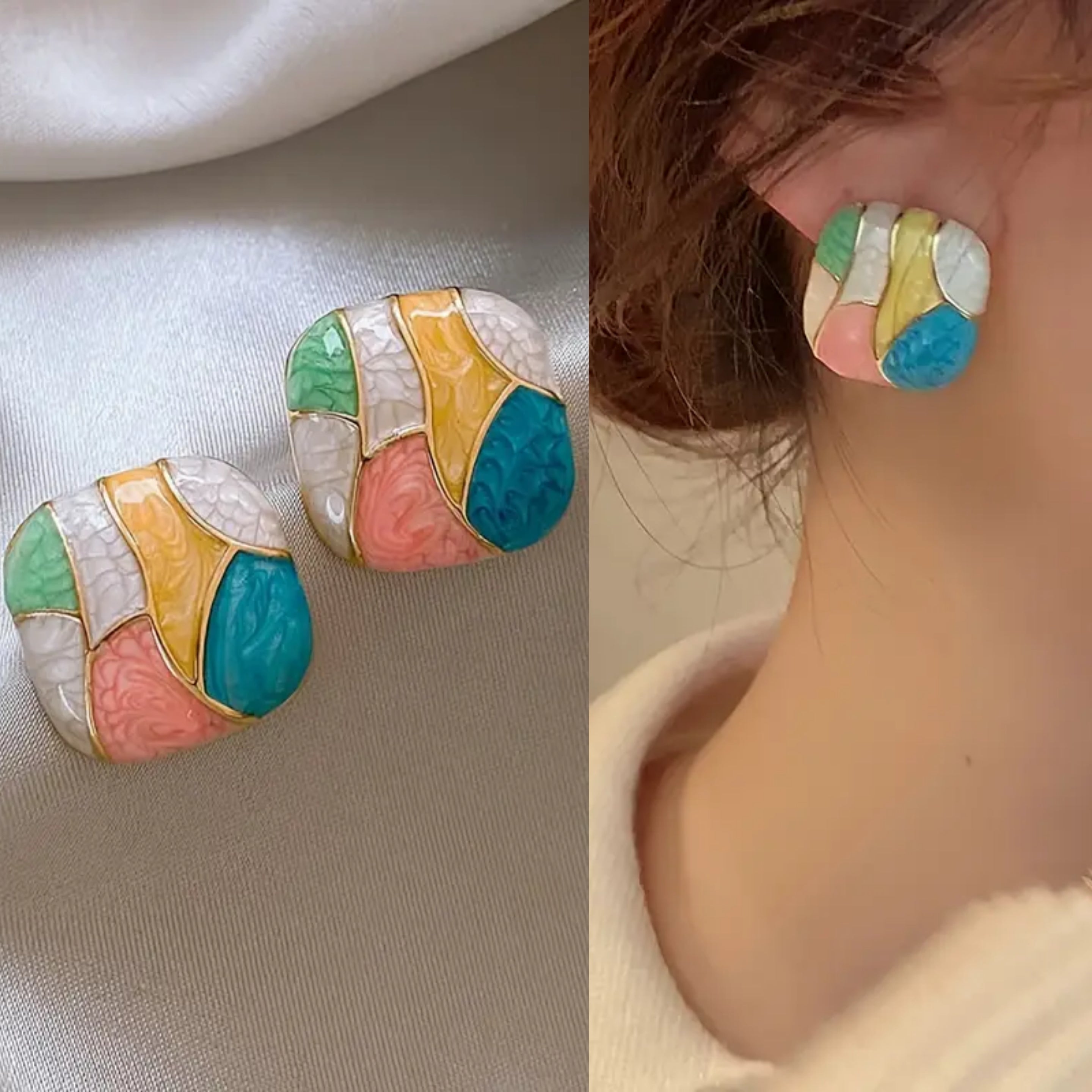 Koreanb Korean Luxurious Multicolor Stud Earring