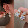 Korean unique Square Luxury Diamond Earring