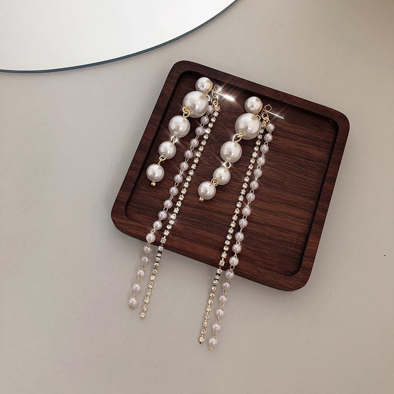 Korean Pearl Drop Zirconia Luxurious Drop Earring