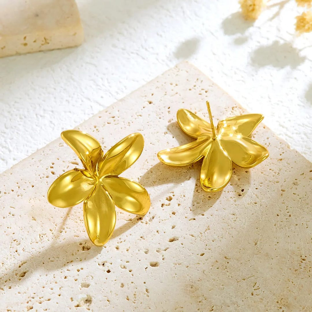 65879 korean gold flower earring