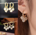 55621 Korean Luxurious Gold Stone Zirconia Drop Gold Earring