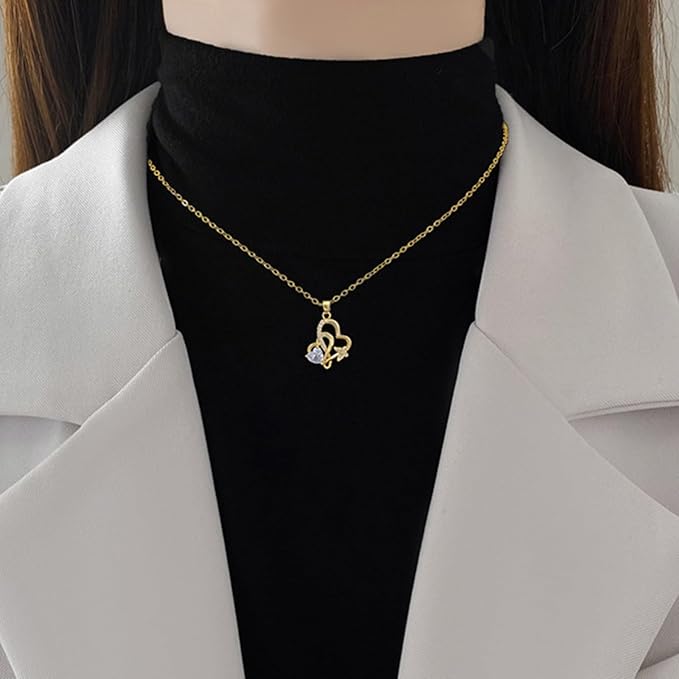 Luxurious Gold diamond heart cute Women Pendant