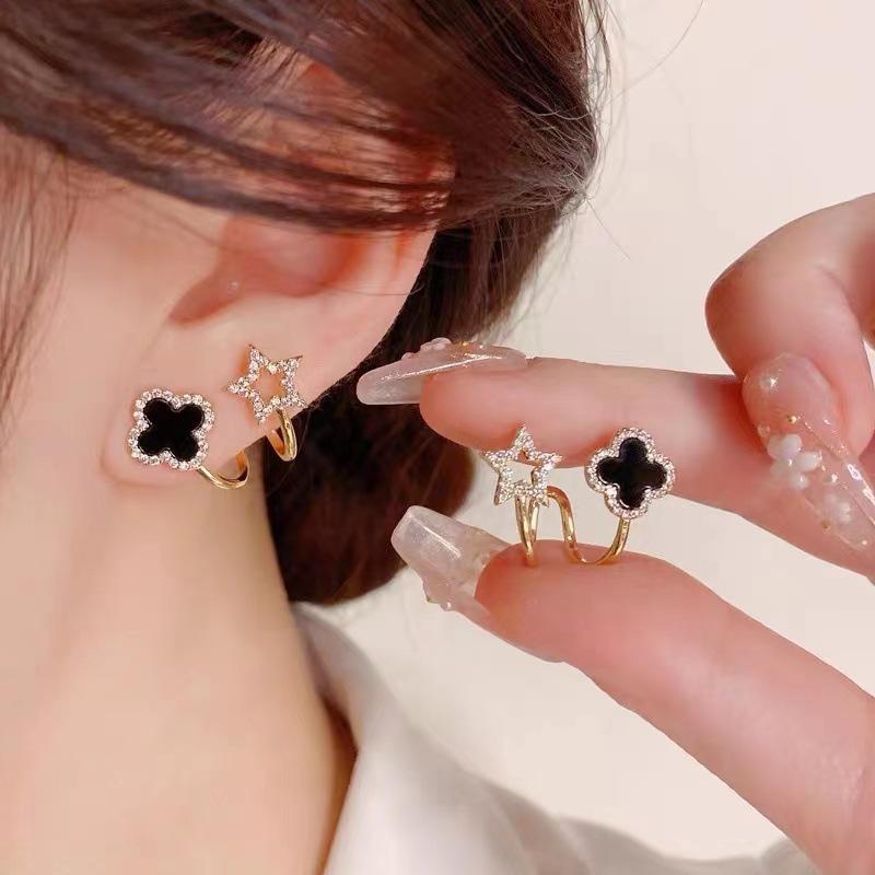 Korean Zircon Earrings Fashion Four-Leaf Clover Stud Earring