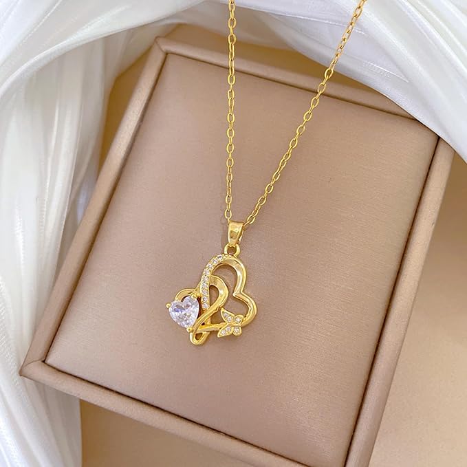 Luxurious Gold diamond heart cute Women Pendant
