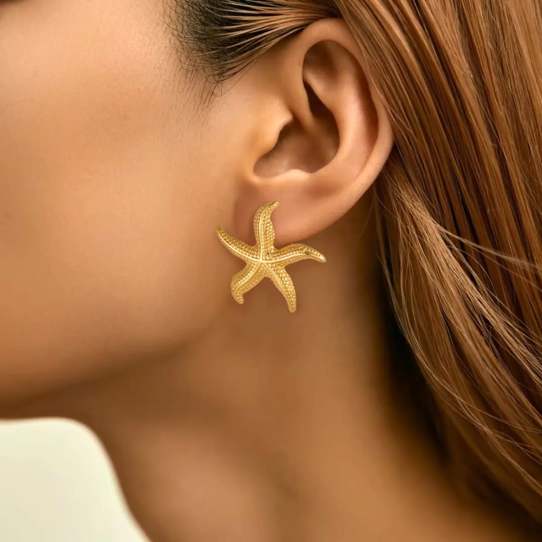 60809 Korean cute anti tarnish star earring