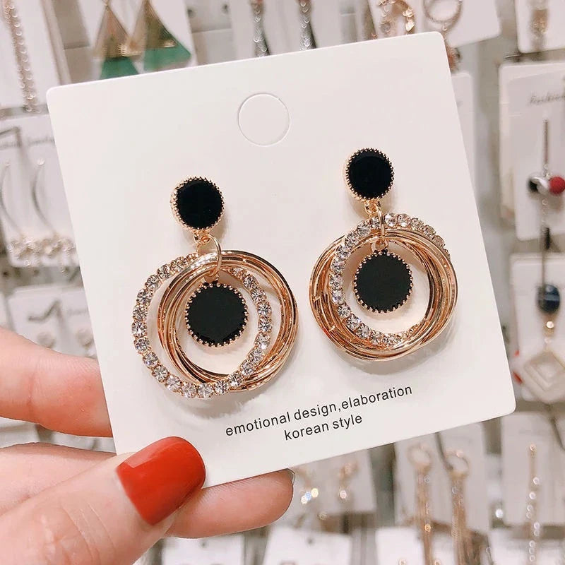 Korean Luxurious Gold Zirconia Stone Premium Earring