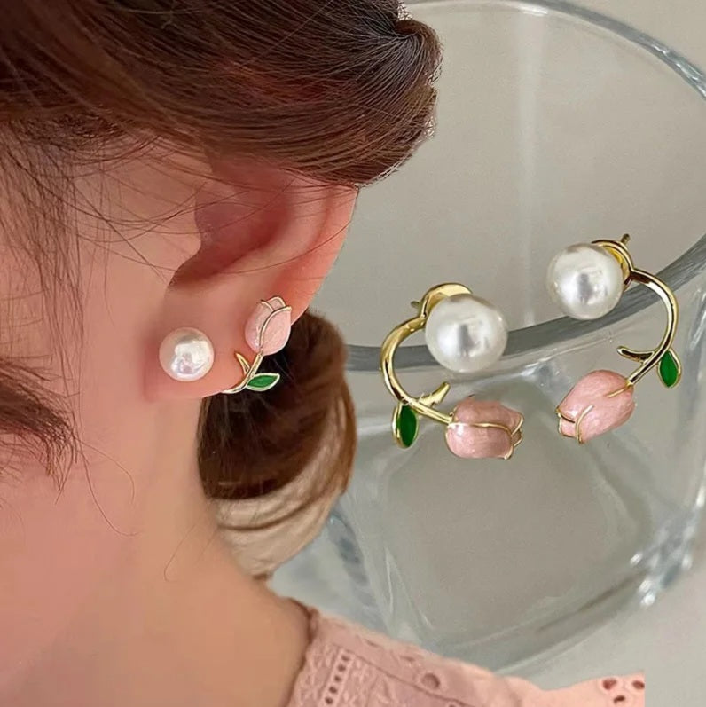 Korean Pink Lotus Beautiful Earring