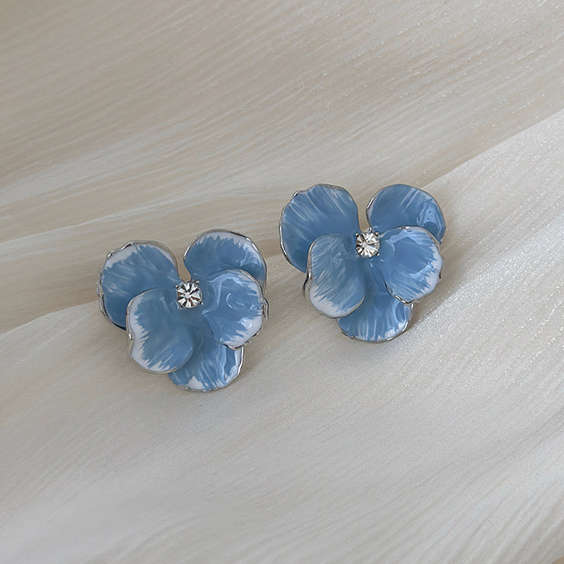 Korean blue flower cute Earring