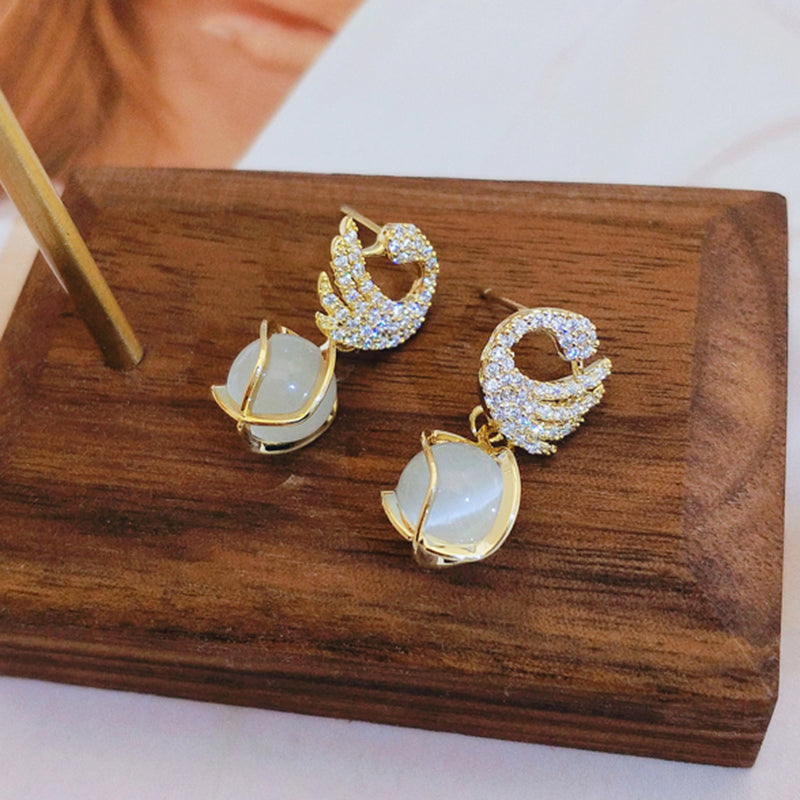 Korean Crystal Sparking Diamond Drop Earring for Women Gold