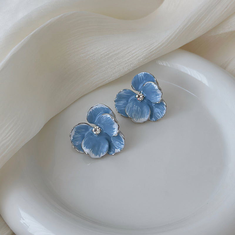 Korean blue flower cute Earring