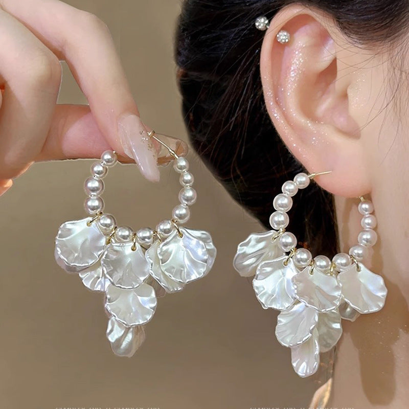 Pearl Shell Drop Earring Fashion Party Korean Circle Dangle Earrings Female Jewelry for Woman
