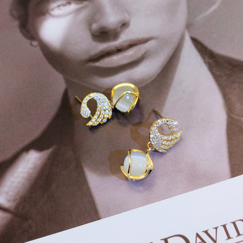 Korean Crystal Sparking Diamond Drop Earring for Women Gold