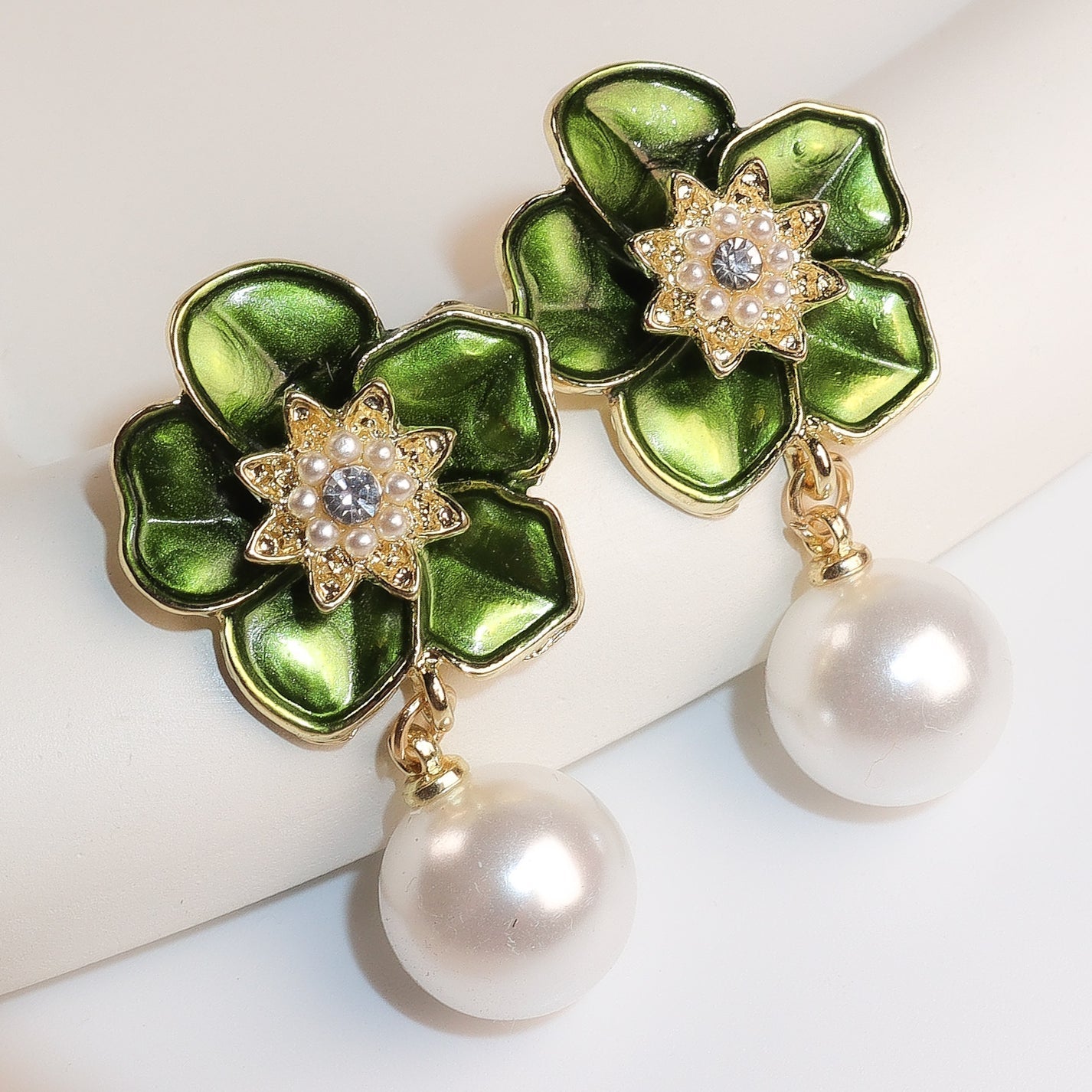 korean Luxurious Premium green flower drop earring