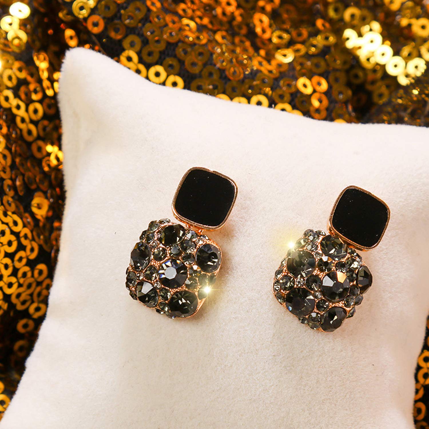 40188 Korean Black Stone Earring