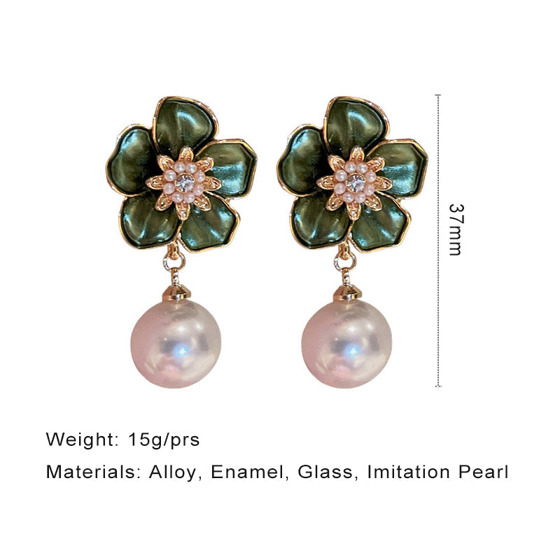 korean Luxurious Premium green flower drop earring