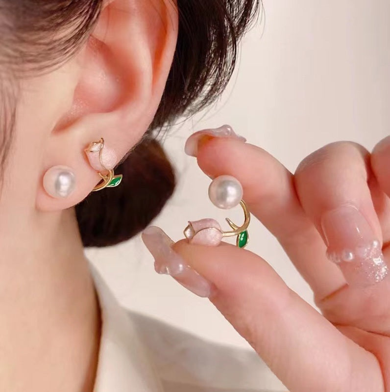 Korean Pink Lotus Beautiful Earring