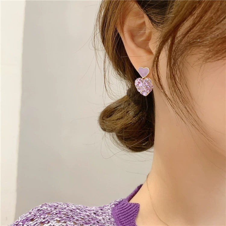 Korean Purple Heart Beautiful Earring