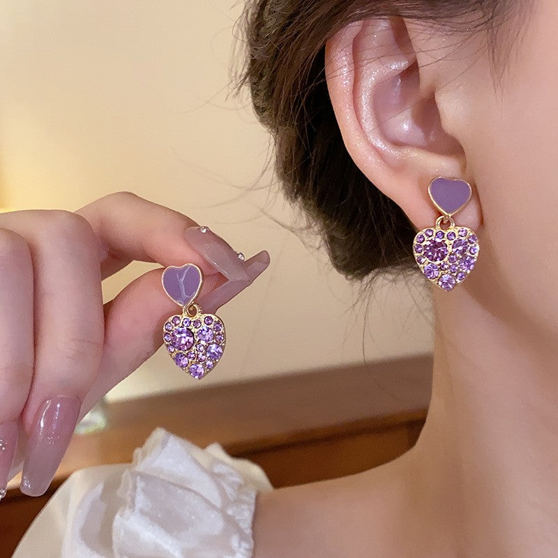 Korean Purple Heart Beautiful Earring