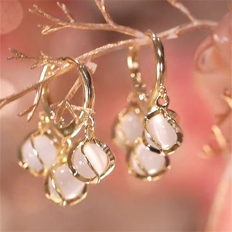 55621 Korean Luxurious Gold Stone Zirconia Drop Gold Earring