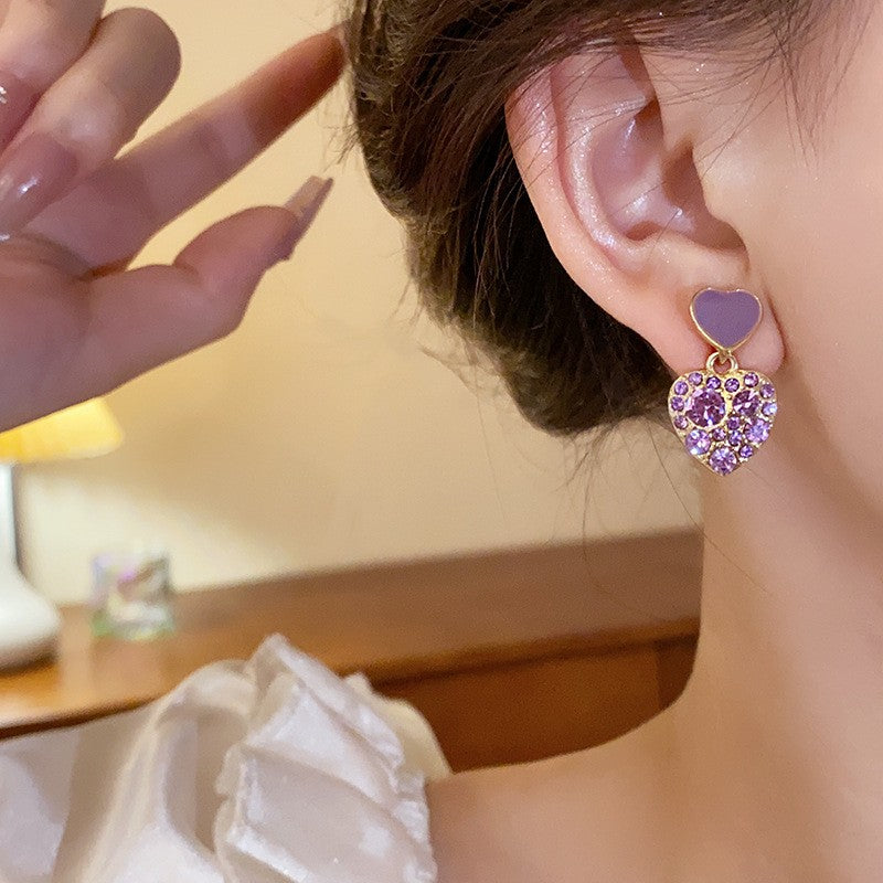 Korean Purple Heart Beautiful Earring