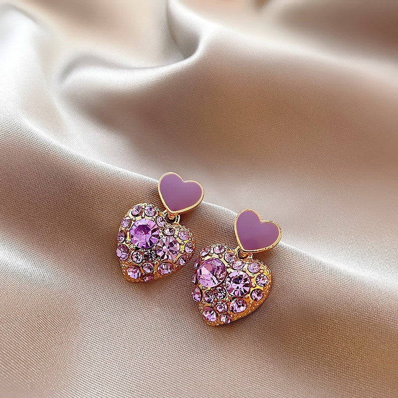 Korean Purple Heart Beautiful Earring