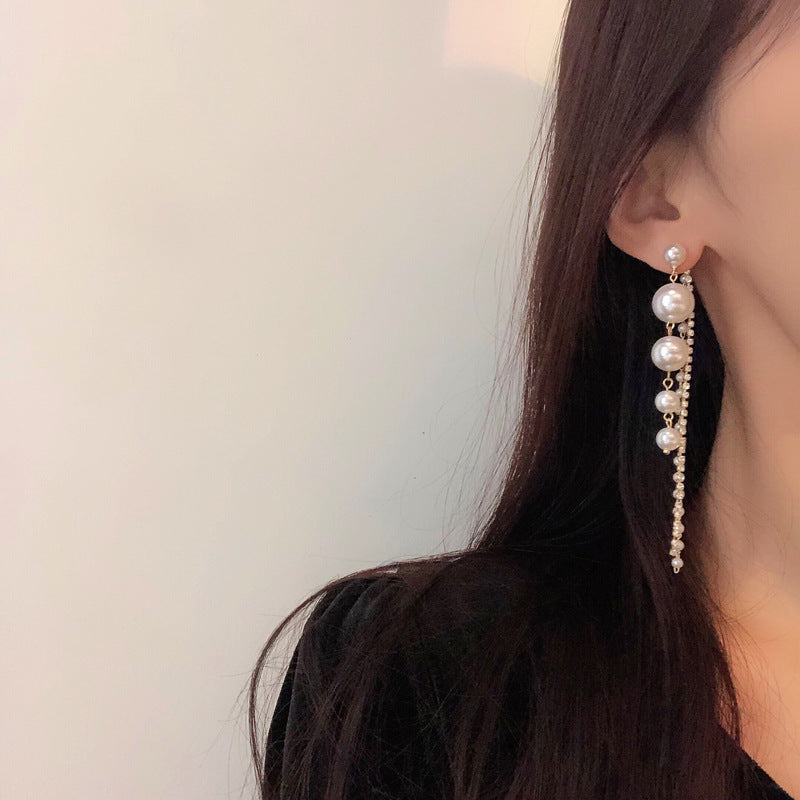 Korean Pearl Drop Zirconia Luxurious Drop Earring