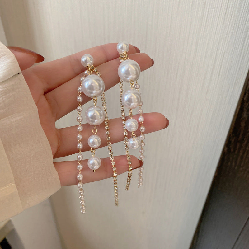 Korean Pearl Drop Zirconia Luxurious Drop Earring