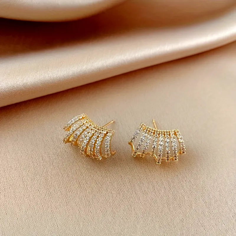 korean Elegant C-Shaped Zirconia Earring