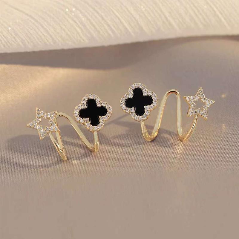 Korean Zircon Earrings Fashion Four-Leaf Clover Stud Earring