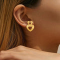 65789 korean heart cute anti tarnish earring