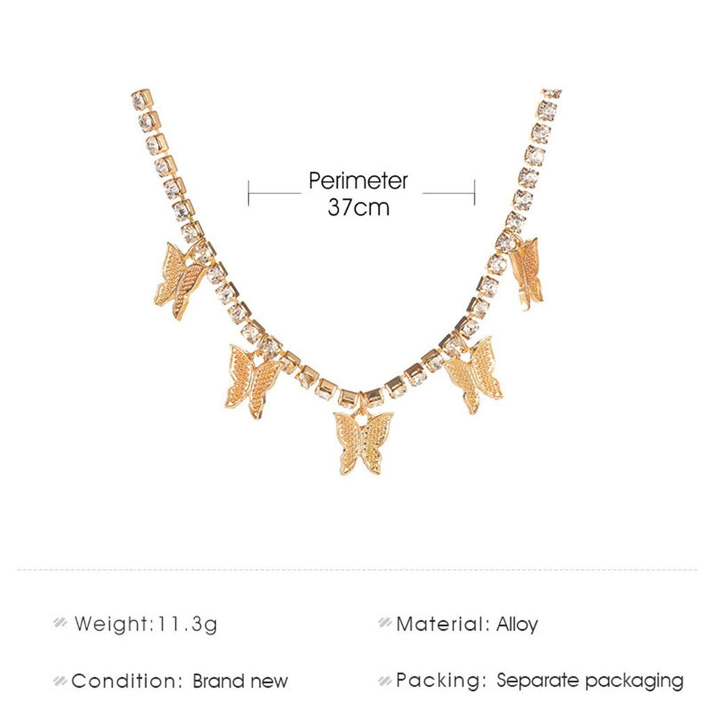 Korean Luxury Beautiful Style Gold Butterfly Pendant Necklace - Shineshe