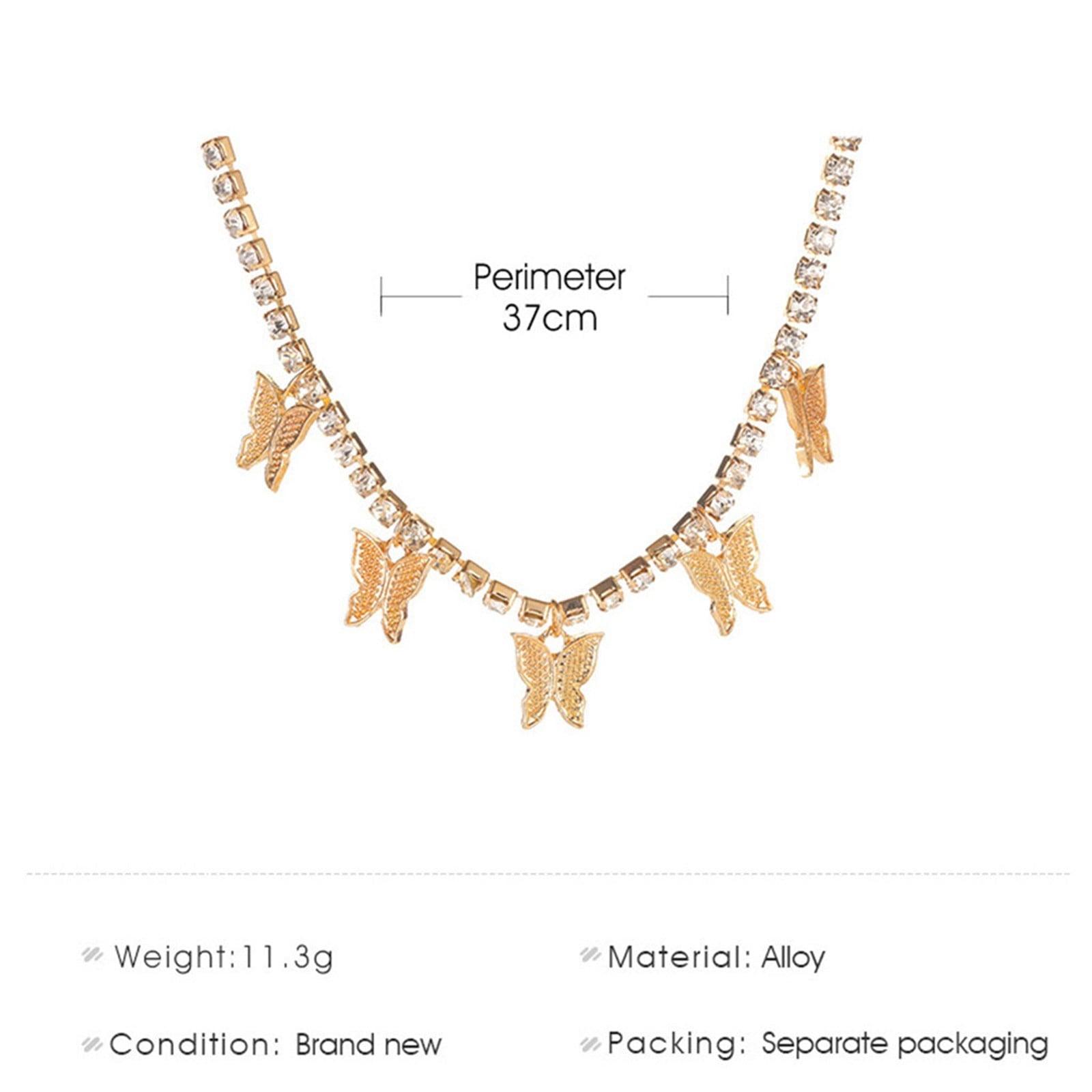 Korean Luxury Beautiful Style Gold Butterfly Pendant Necklace - Shineshe