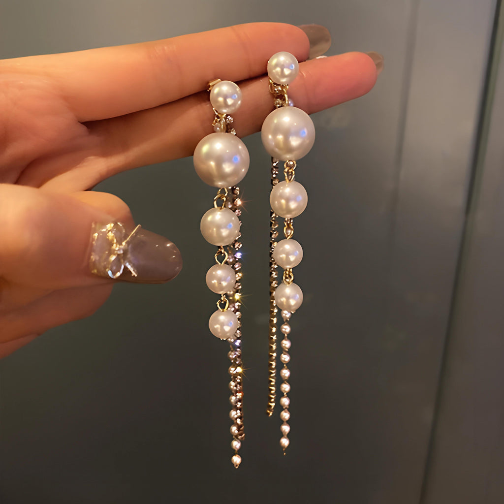 Korean Pearl Drop Zirconia Luxurious Drop Earring