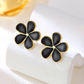 80956 Korean black flower anti tarnish earring