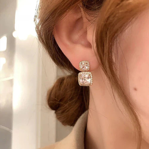 Korean unique Square Luxury Diamond Earring