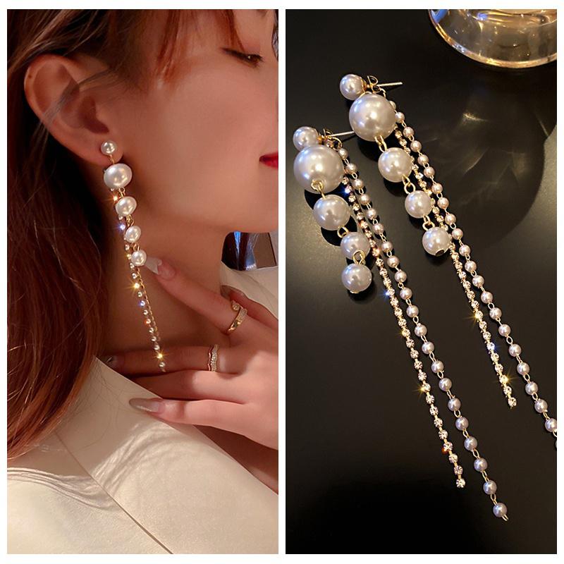 Korean Pearl Drop Zirconia Luxurious Drop Earring