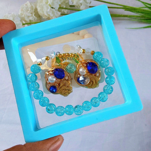 Blue stone Earring with bracelet