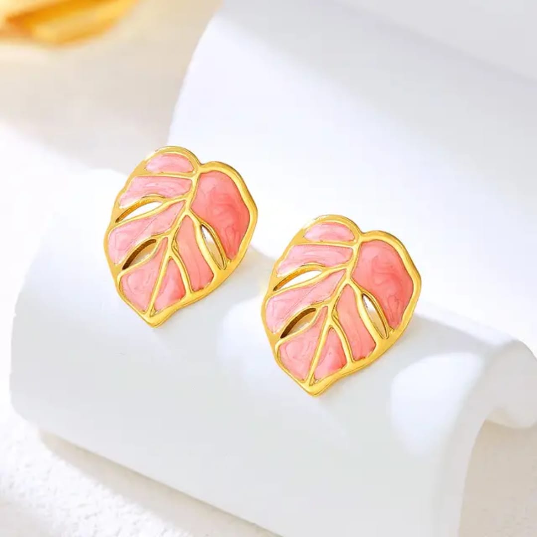 80784 korean cute leaf anti tarnish earring