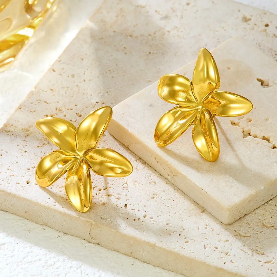 65879 korean gold flower earring