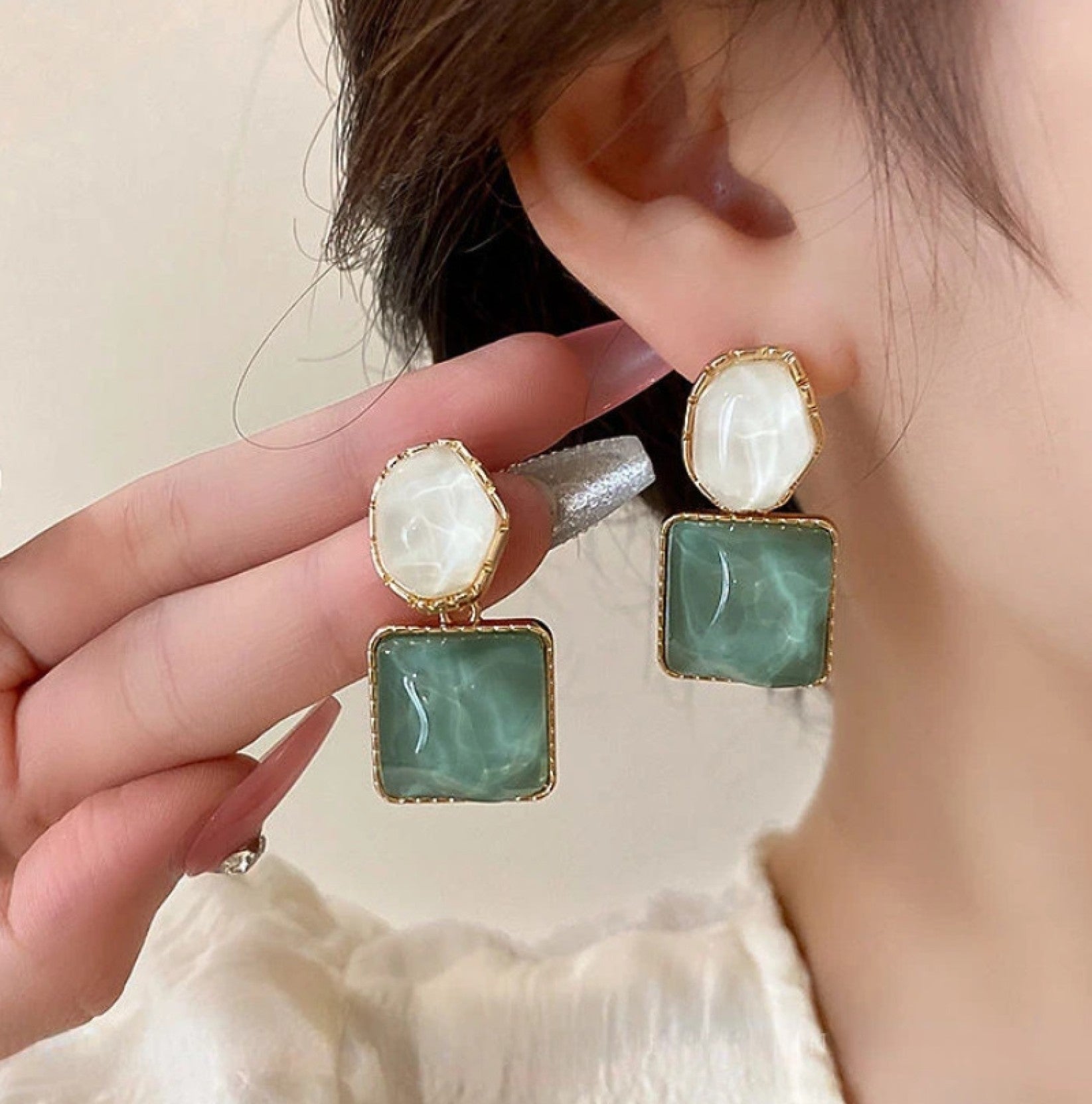 Korean Premium Crystal Gemstone drop Earring